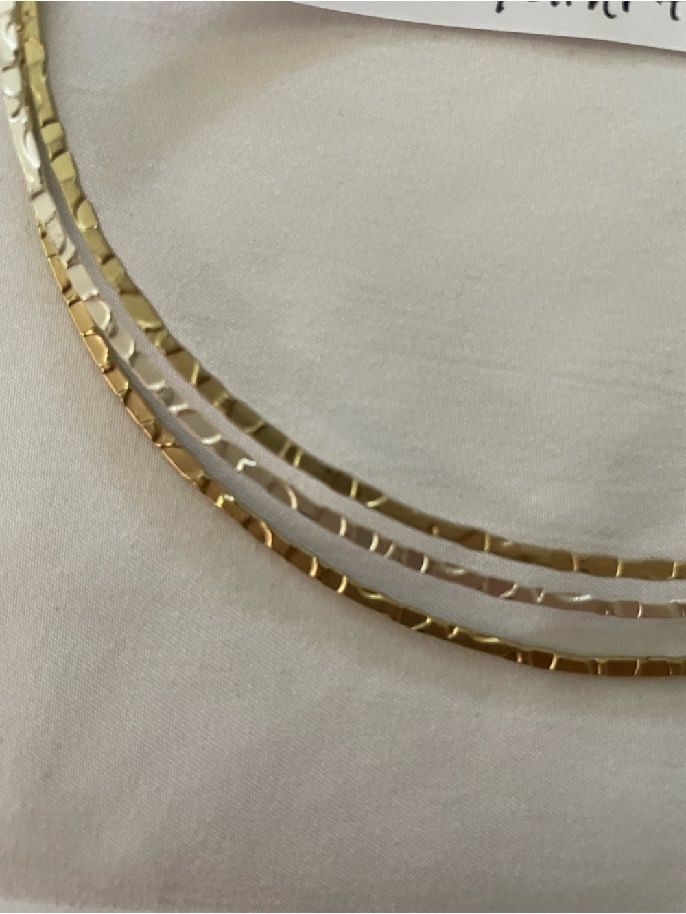 Triple Strand Hammered Gold-Tone Necklace - Women's Layering Piece